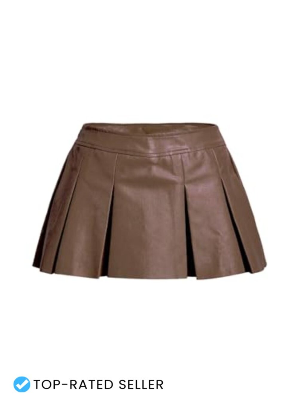 Faux Leather Micro Mini Skirt Low Rise Pleated A Line Women's